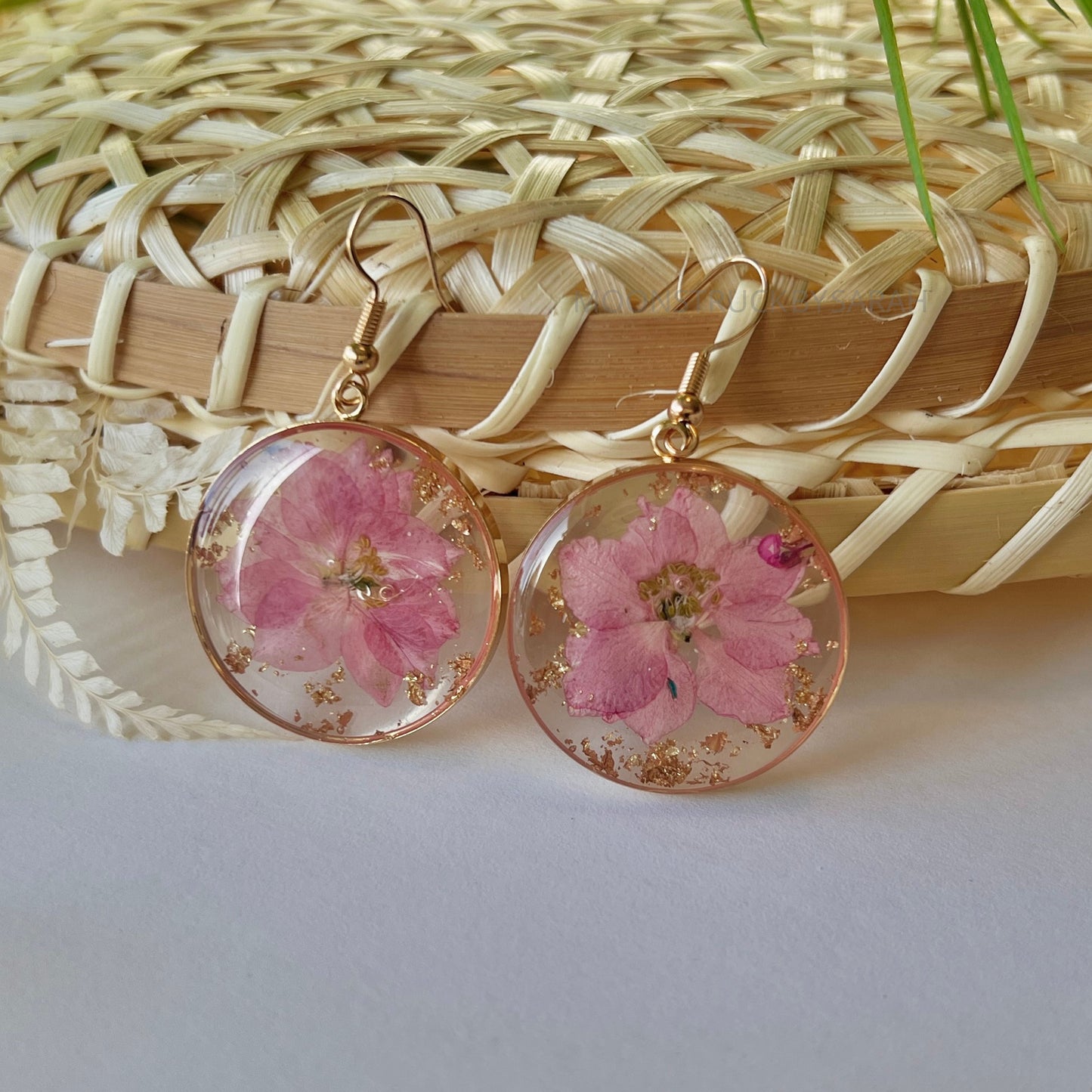 PINK LARSPUR EARRINGS